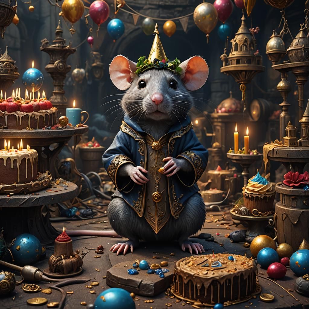 A Melancholic Rat in a Vibrant Fantasy Realm