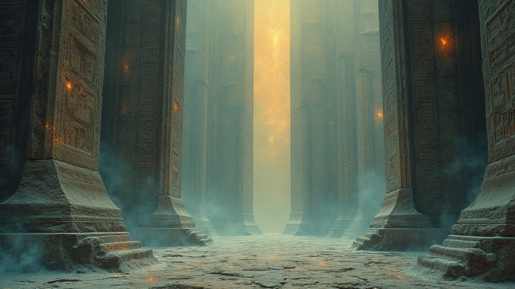 Monumental Alien Inscriptions in Dreamlike Surrealism