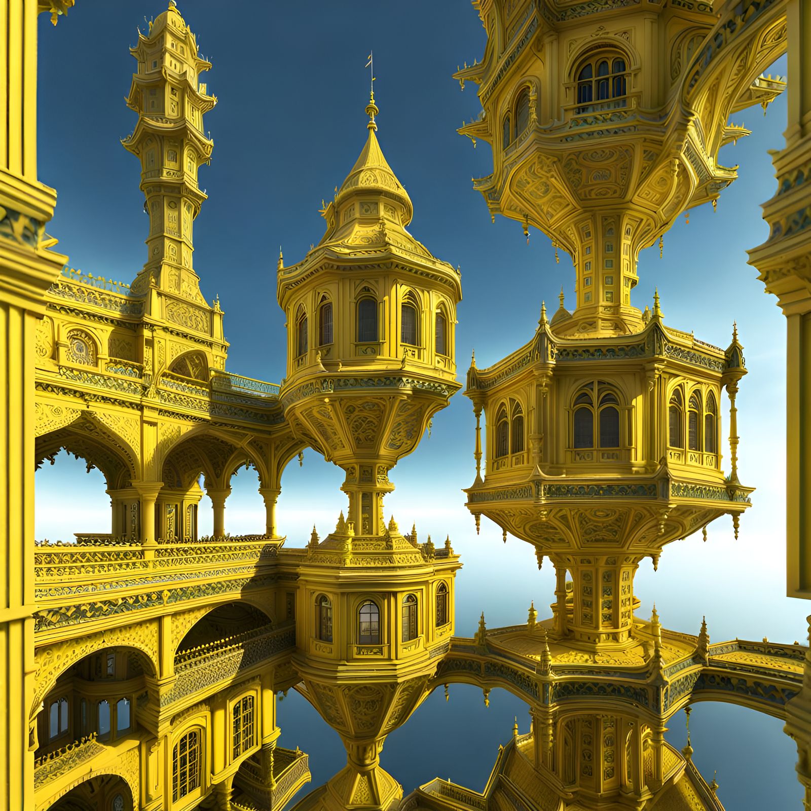 Yellow Palace Optical Illusion in Magical Realism