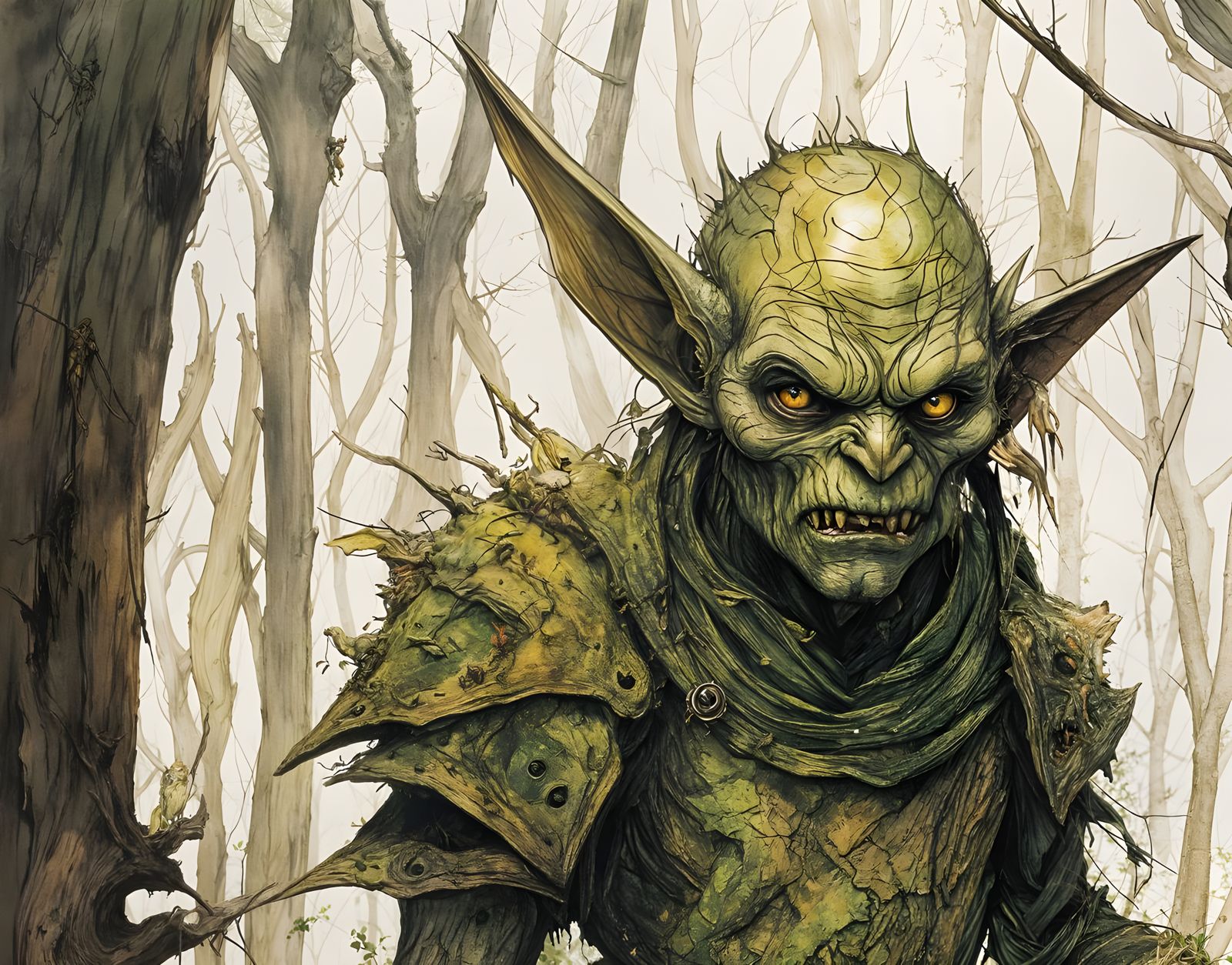 Fantasy Goblins in Ambush: Watercolor Illustration