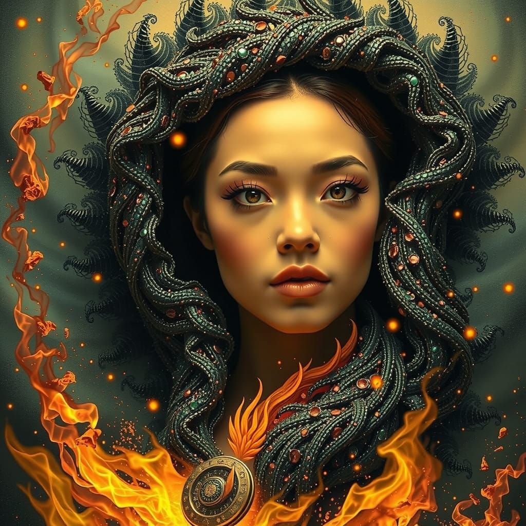 Phoenix Rising from Fire and Smoke in Hyperrealism