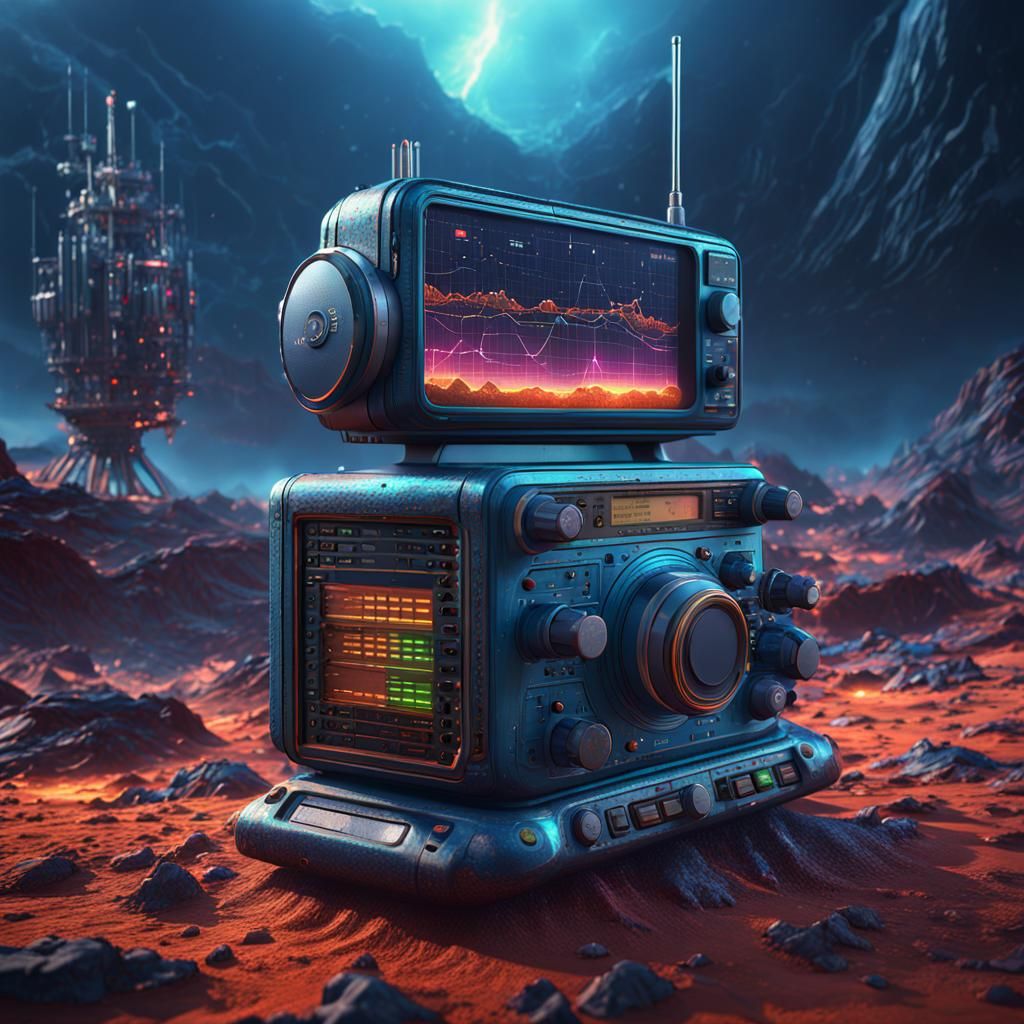 Ethereal Radio Wave Transmitter in Fantastical Landscape