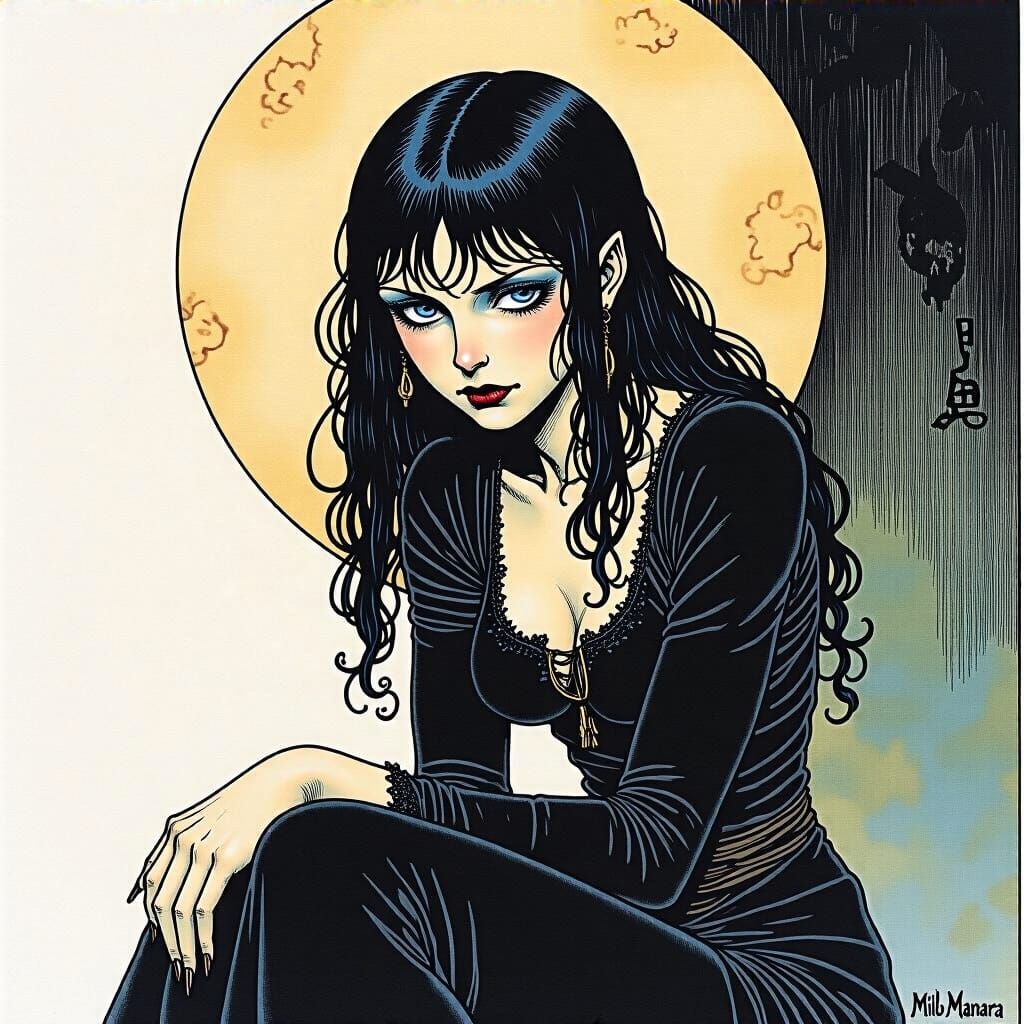 Grimdark Fantasy Art in Milo Manara Style