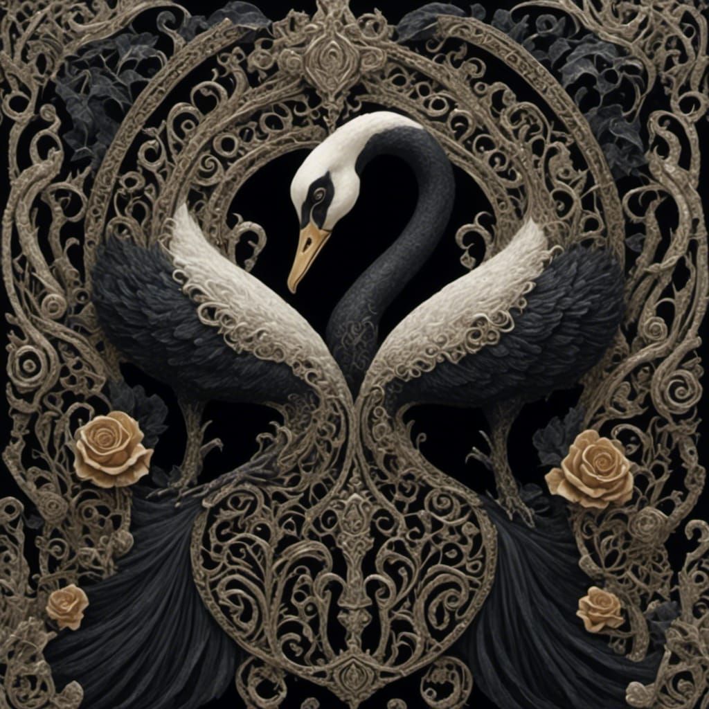 Ethereal Black Swan in a Haunting Landscape