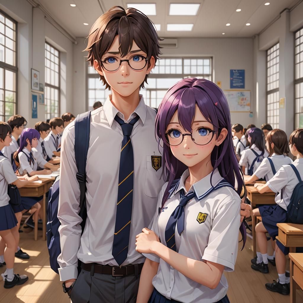 Anime Boy and Girl Holding Hands in 3D