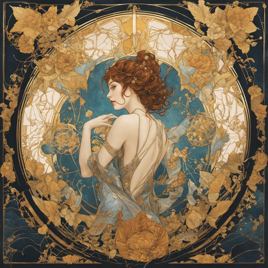 Surreal Goddess in Art Nouveau Style