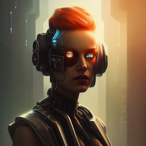 Cyberpunk Goddess with Cybernetic Body in High Definition