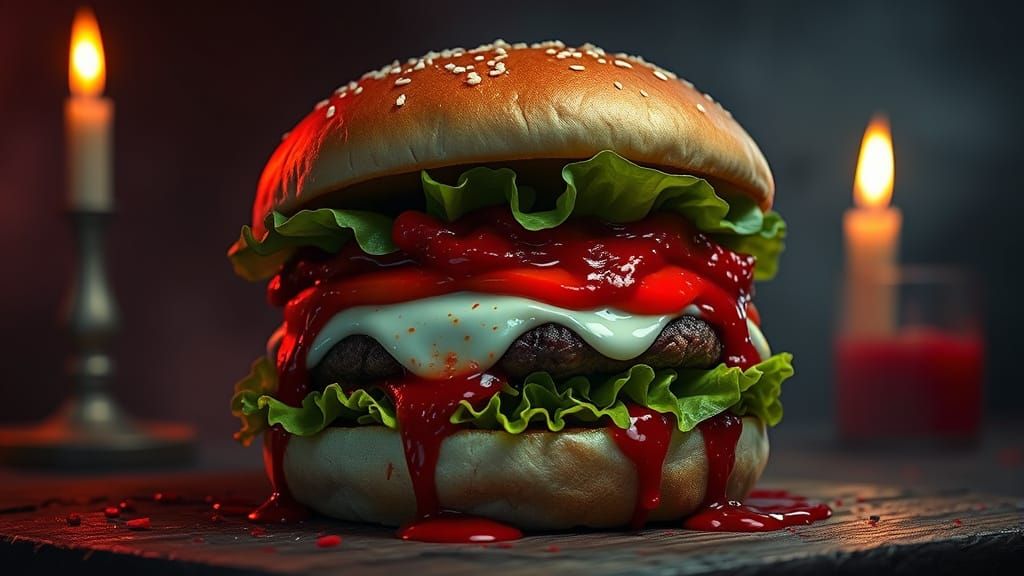 Bloody Delight: A Zombiecore Hamburger Masterpiece