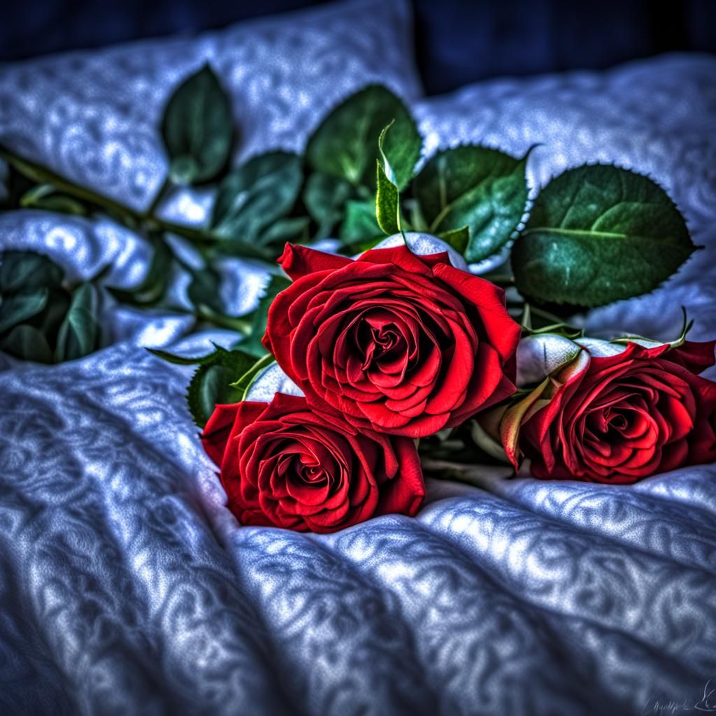 Roses in bed