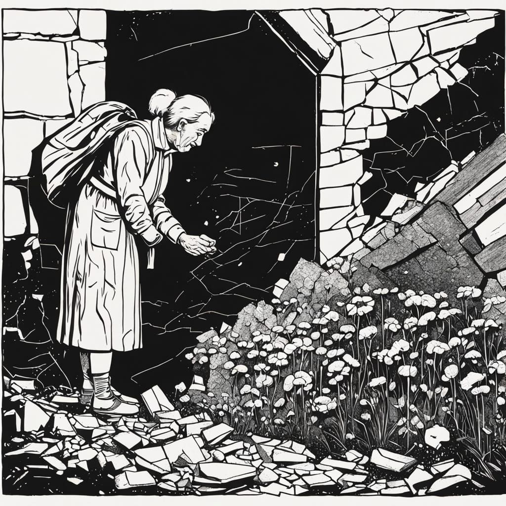 Line Drawing of Hope in Ruins