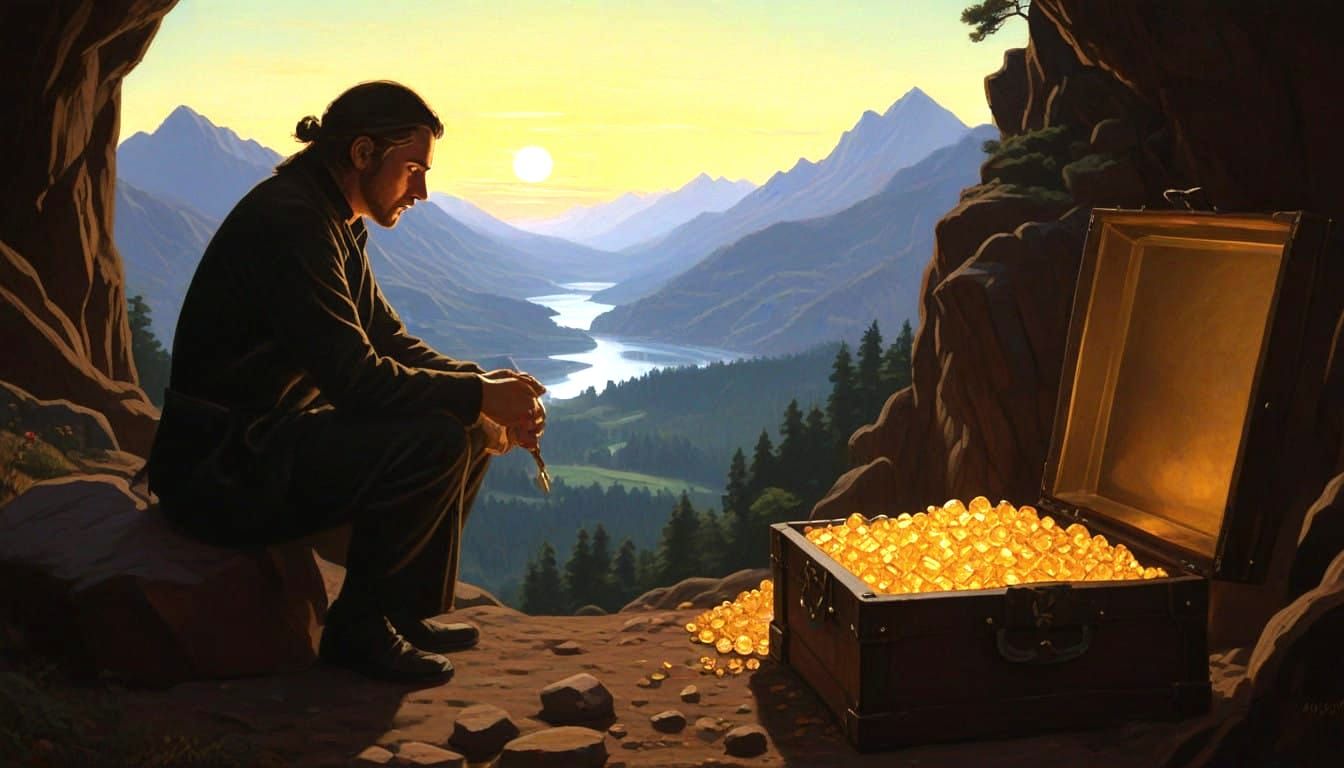 Surreal Fantasy Rogue Discovers Treasure in Chiaroscuro Ligh...