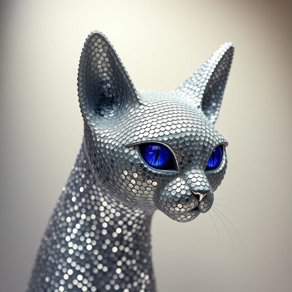 Ethereal Art Deco Cat in Sequins