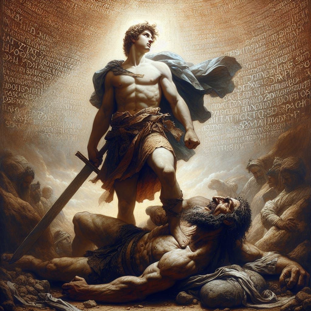 Vengeful David Triumphs Over Fallen Goliath in 17th-Century...