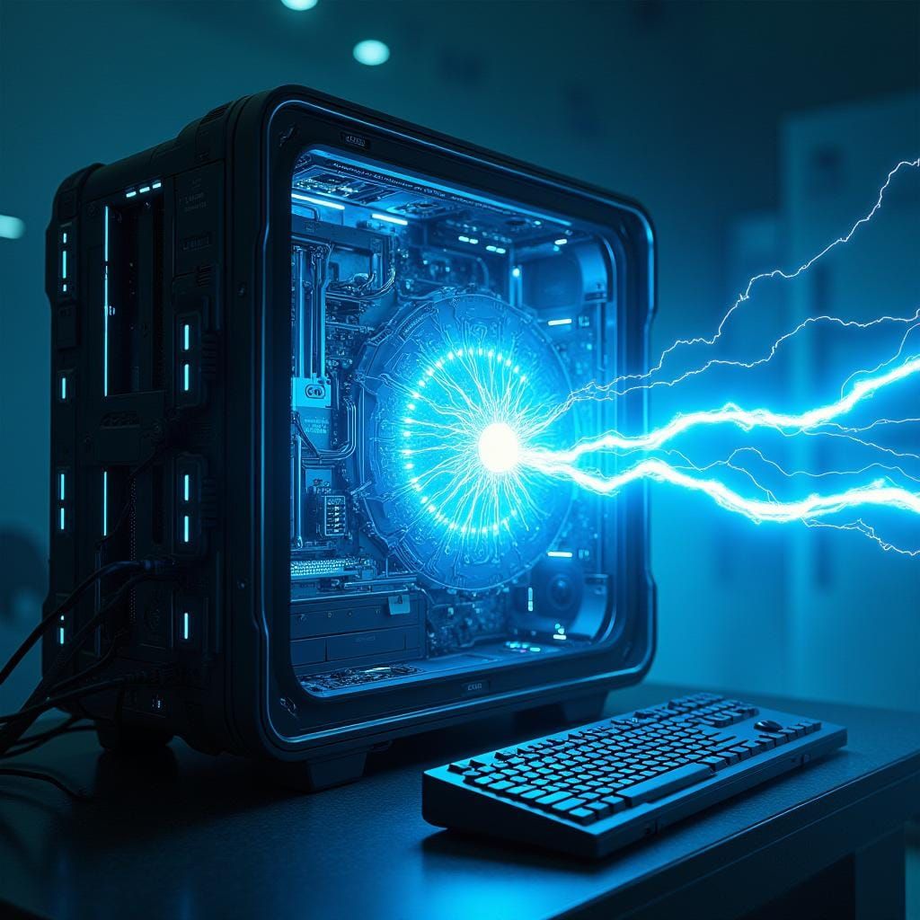 Digital Lightning Bolt in Cyberpunk Style