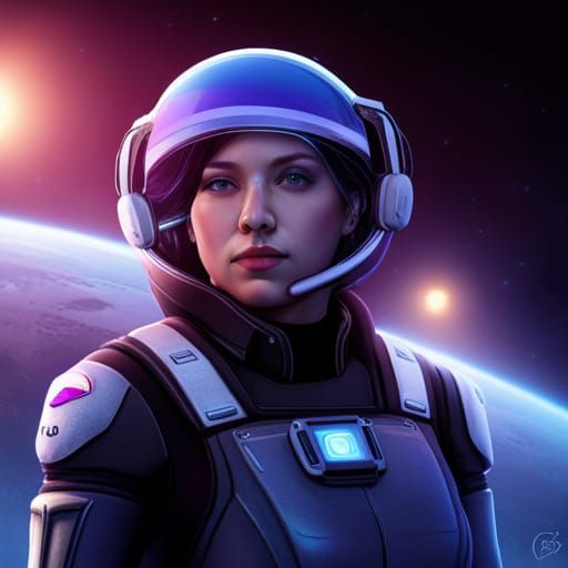 Cyberpunk Astronaut in Nebula