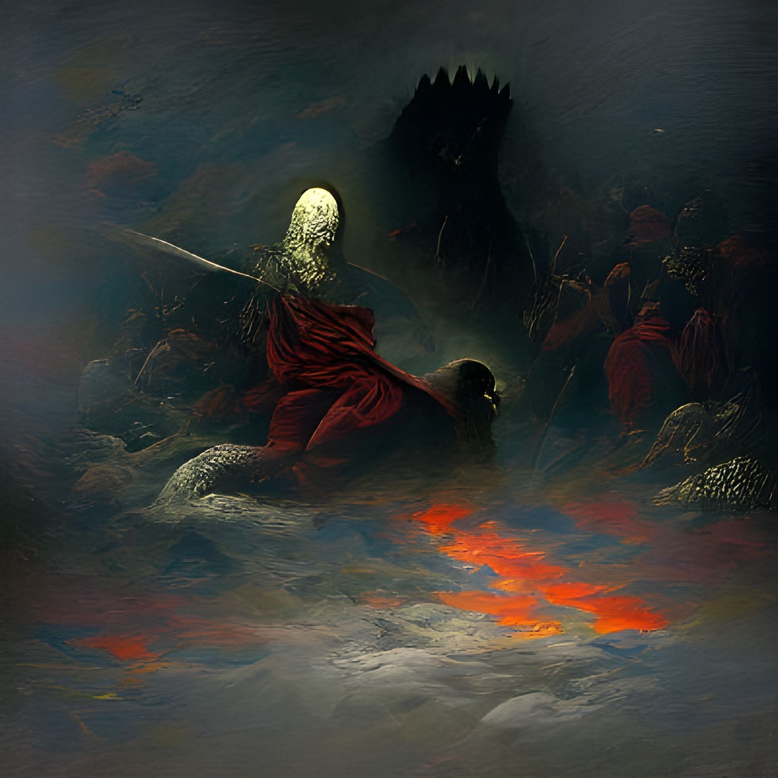 Epic Dark Fantasy Sword in Fiery Ashes