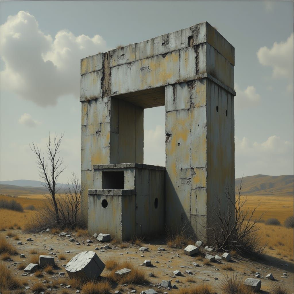 Abandoned Well in Dystopian Landscape