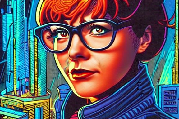Velma Dinkley Portrait in Cyberpunk Style