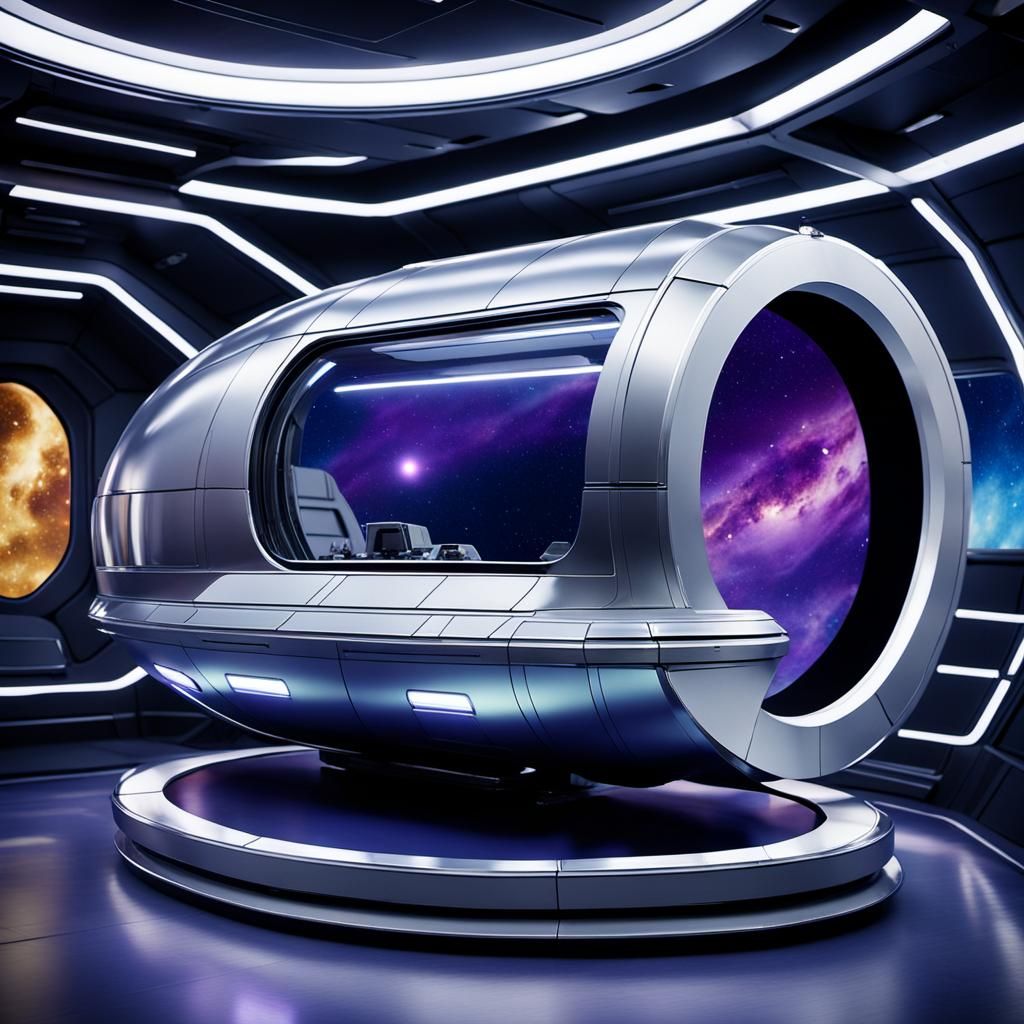 Sleek Silver Transporter Glows in the Darkness of Space in C...