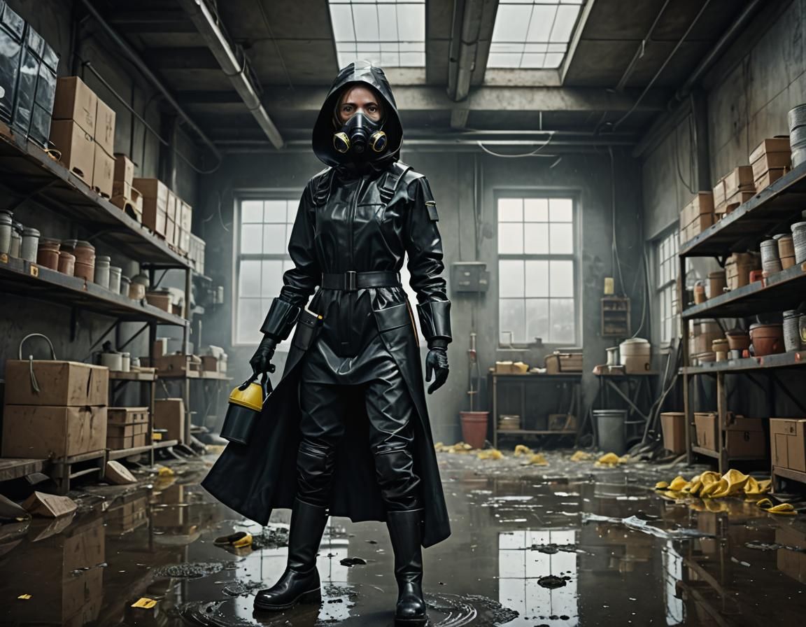 Epic Cinematic Digital Painting of Hazmat Woman Fumigating