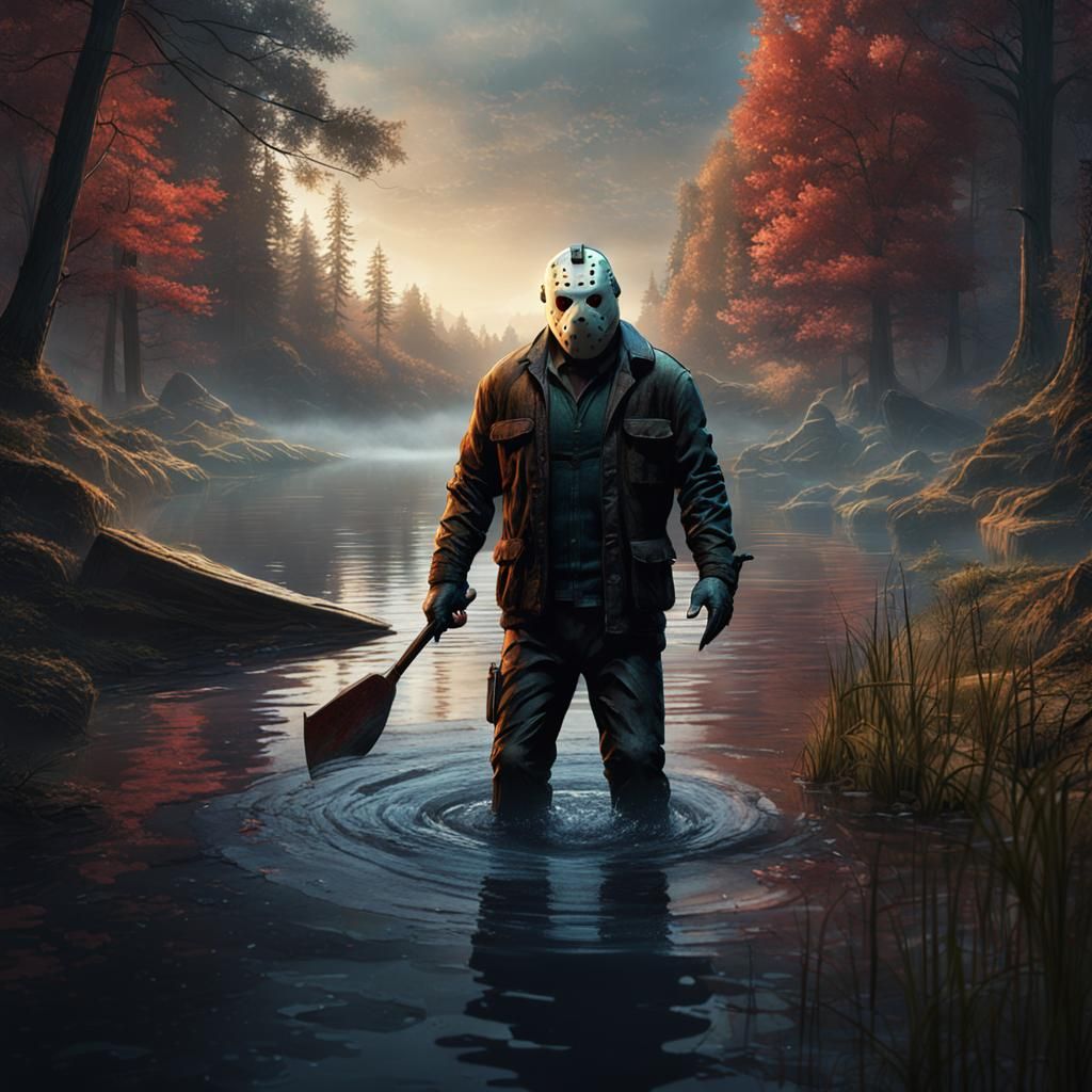 Jason Voorhees in Crystal Lake Fantasy Landscape