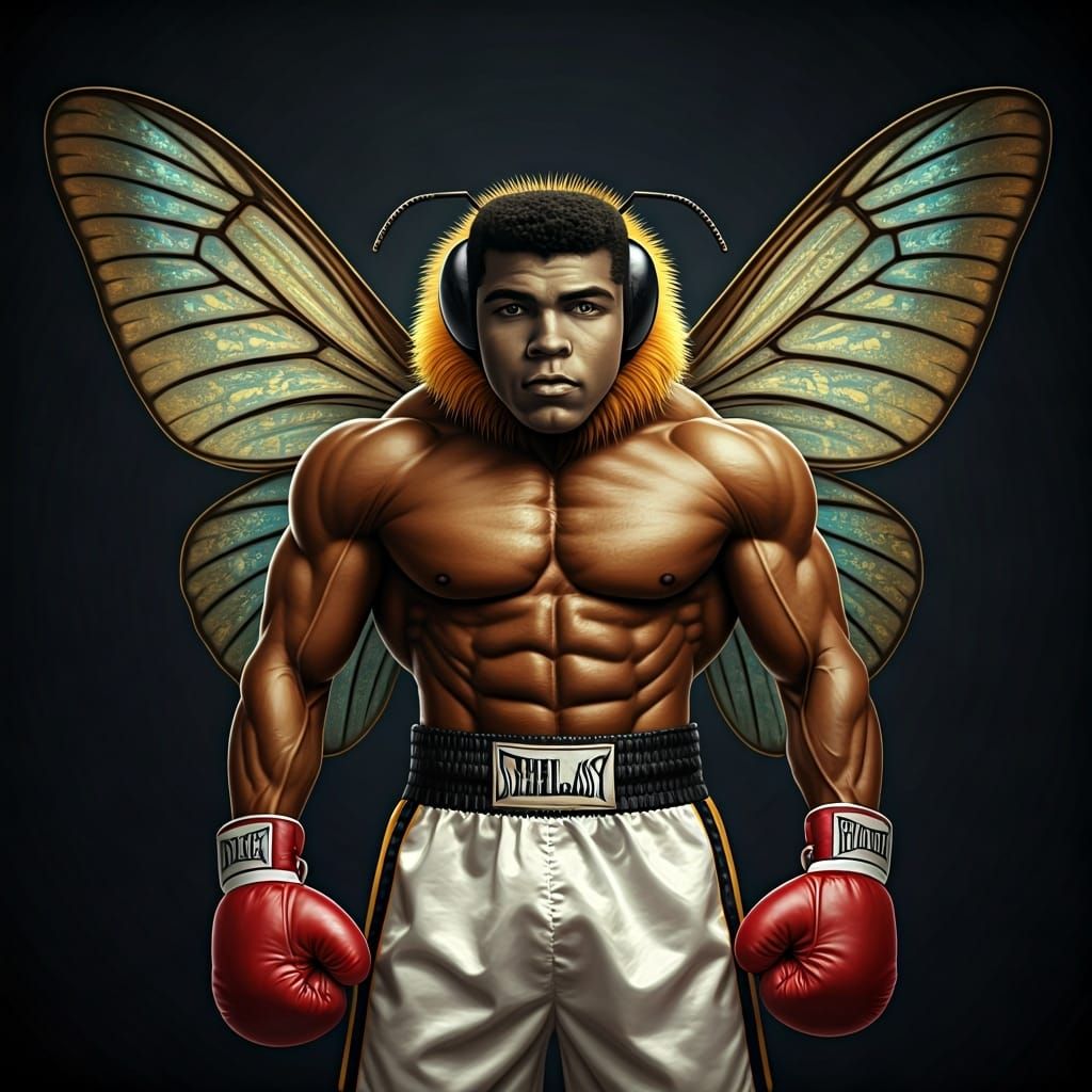 Hybrid Insect Boxer in Futuristic Style