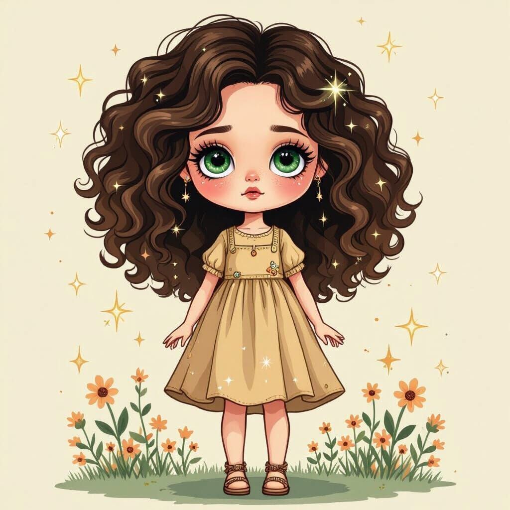 Blythe Doll with Sparkling Eyes in Whimsical Style