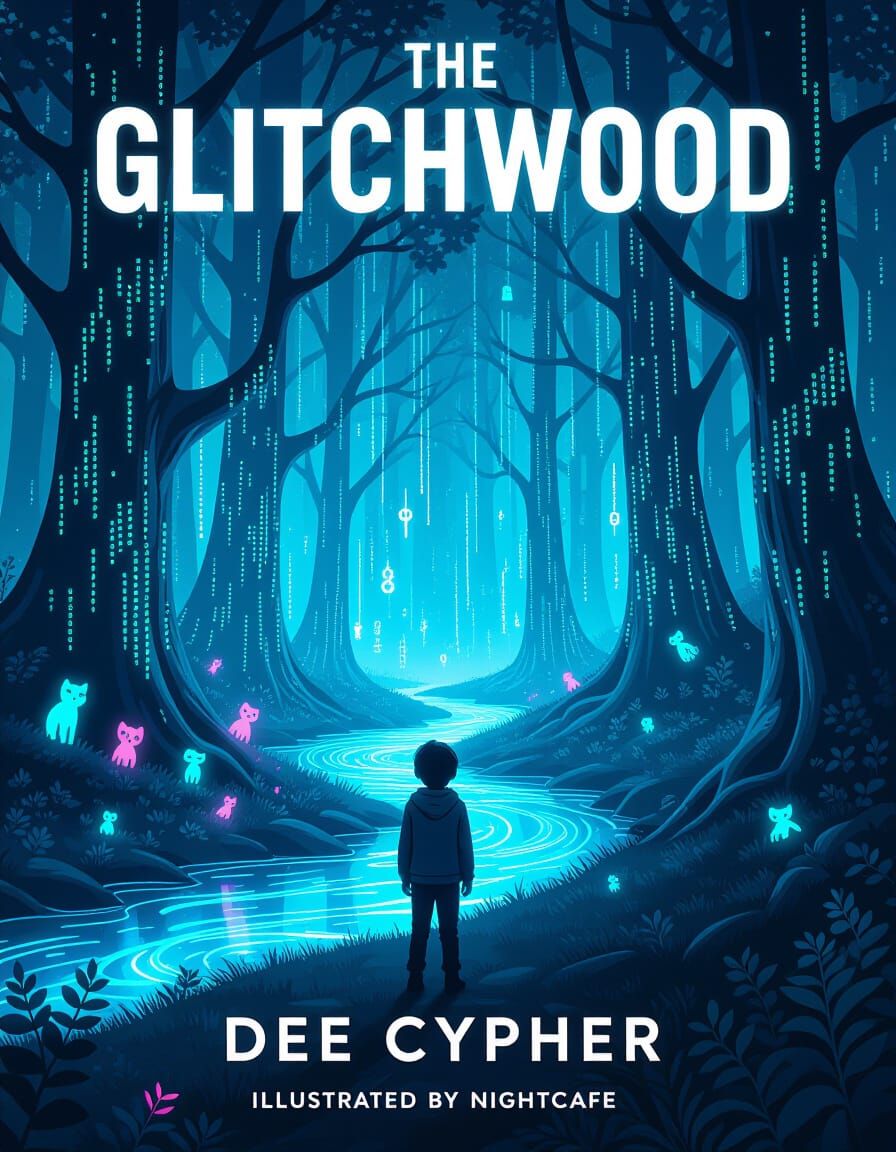 Child at Cyberspace Memory Stream in Glitchwood Forest