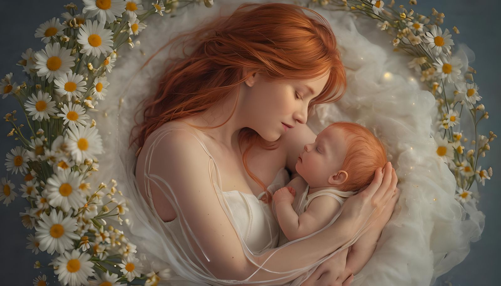 Serene Angelic Infant in Ethereal Glow