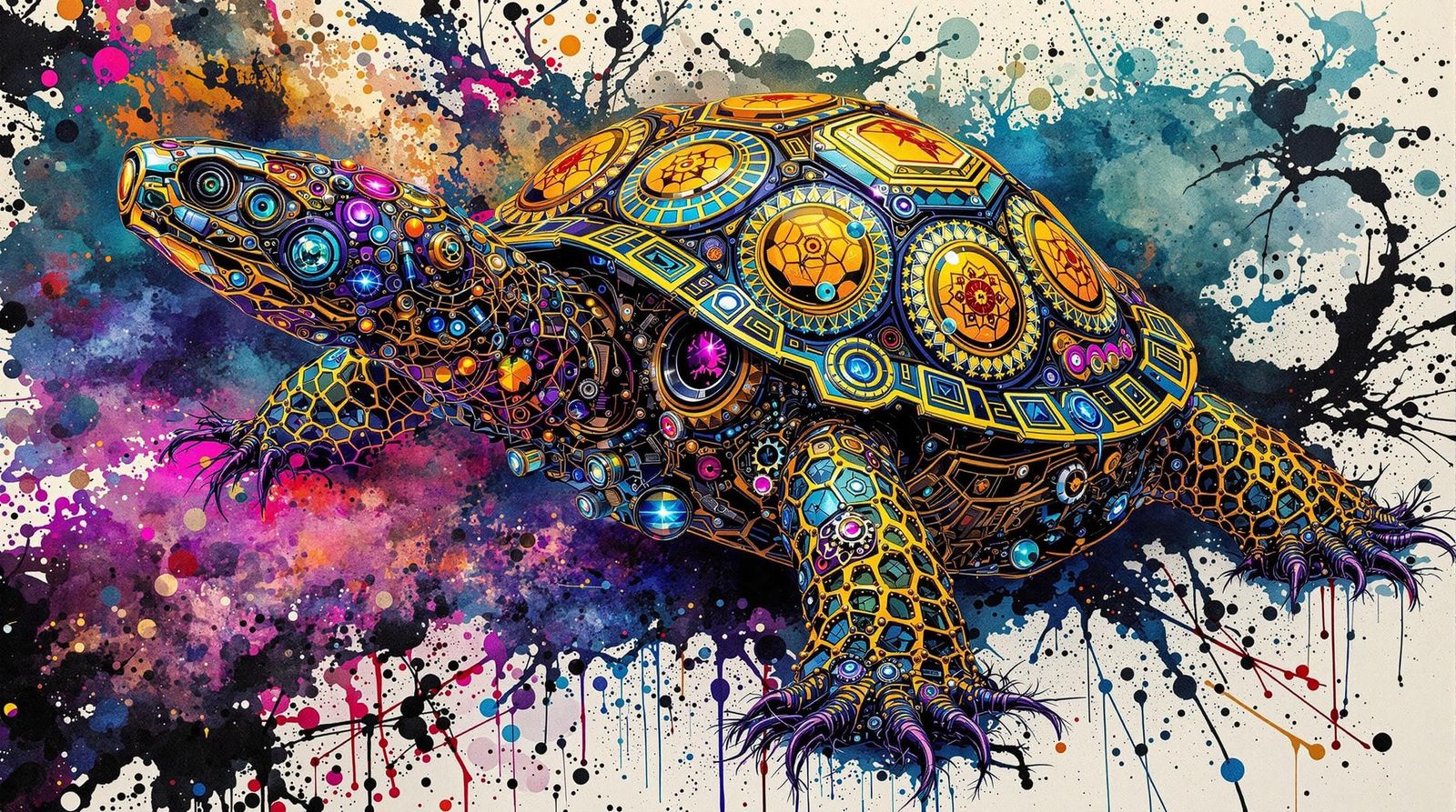 Steampunk Turtle Racing Car in Abstract Surrealism