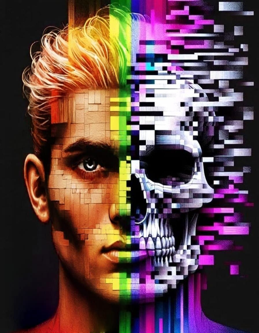 Glitching Face Reveals Skull