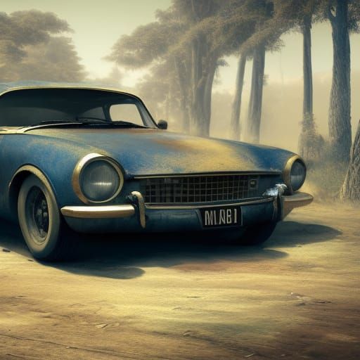 Detailed Classic Car in Matte Painting Style
