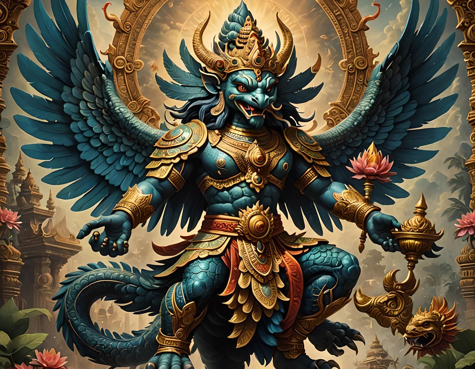 Hindu God Vishnu's Majestic Mount in Classical Indian Art St...
