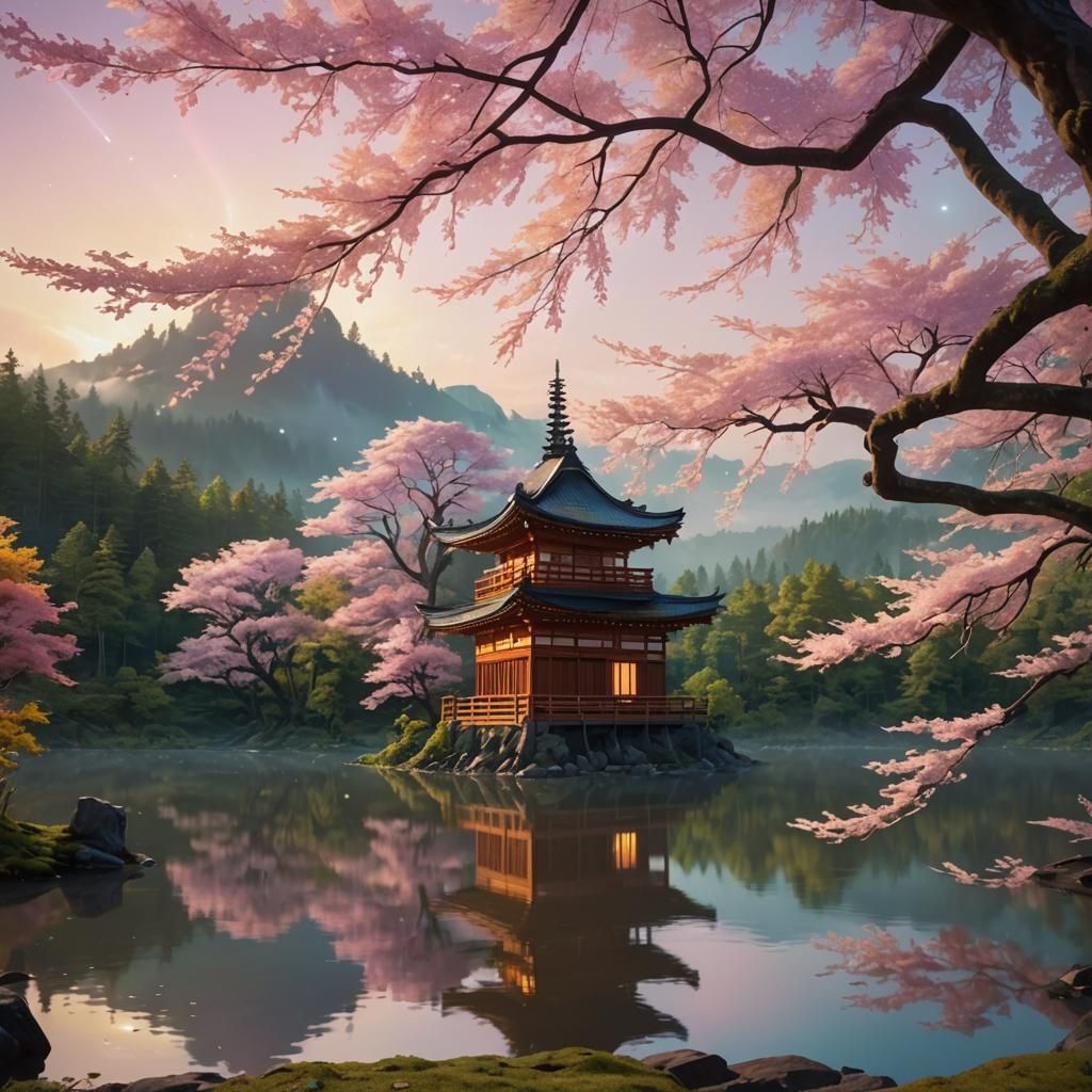 Anime-Inspired Glowing Creature Amidst Iridescent Forest and...