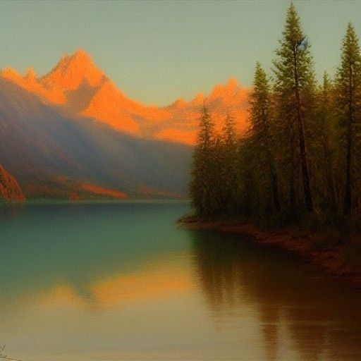 River Landscape in Traditional Oil Painting Style