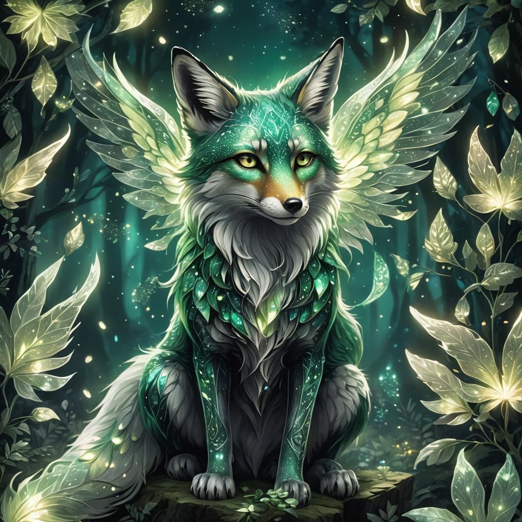 Whimsical Emerald Guardian in Children's Book Style