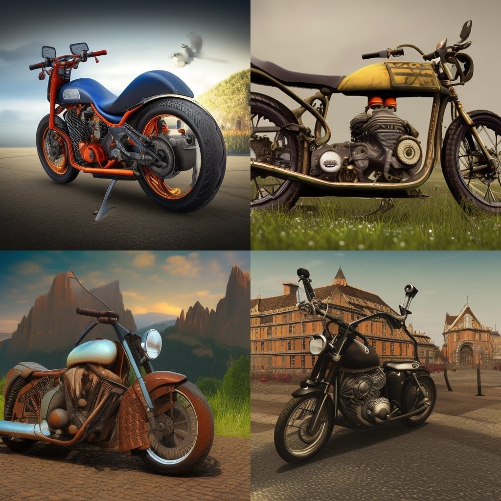 Dutch Fantasy Motorcycle in Rich, Deep Colors