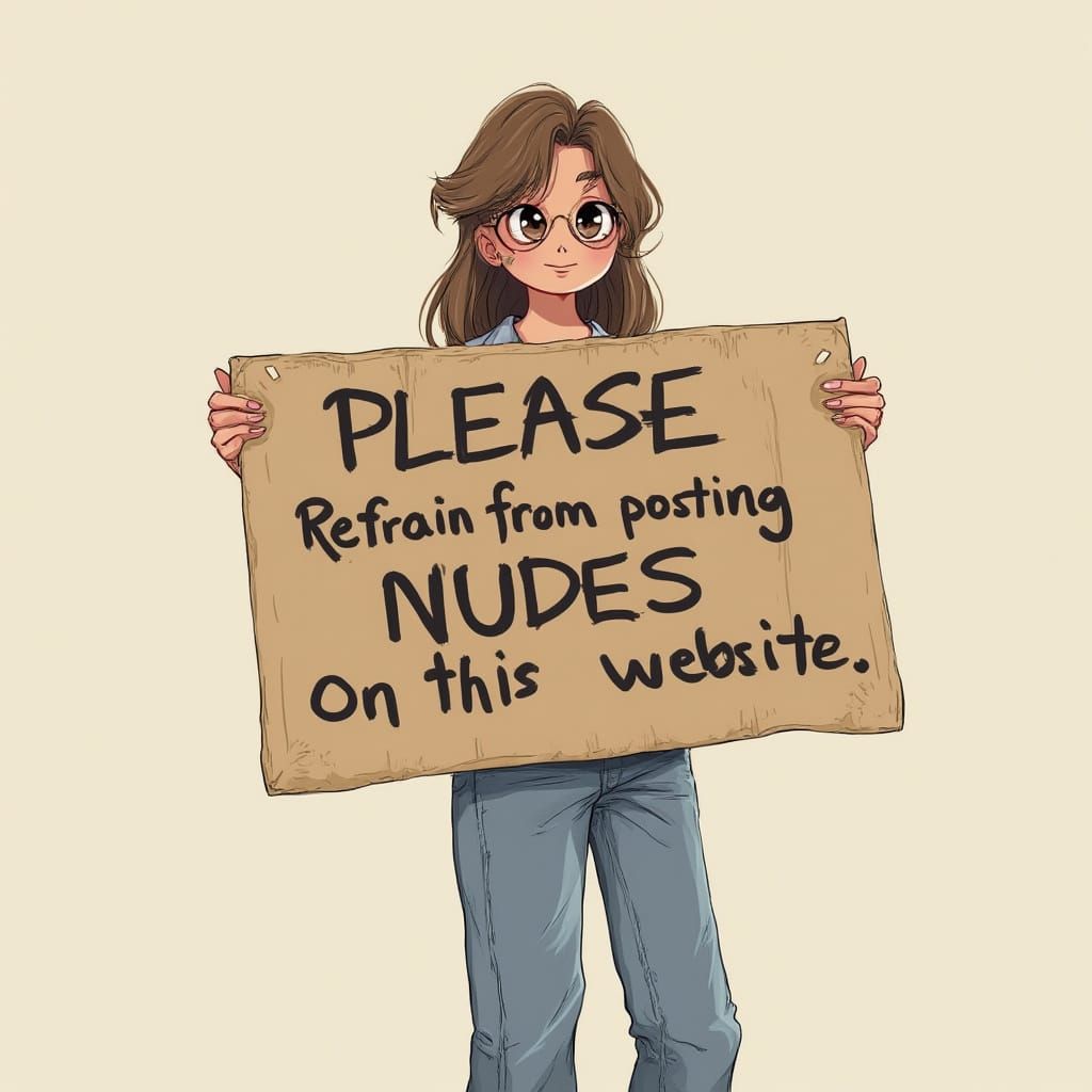 Woman with Sign: Digital Painting and Collage