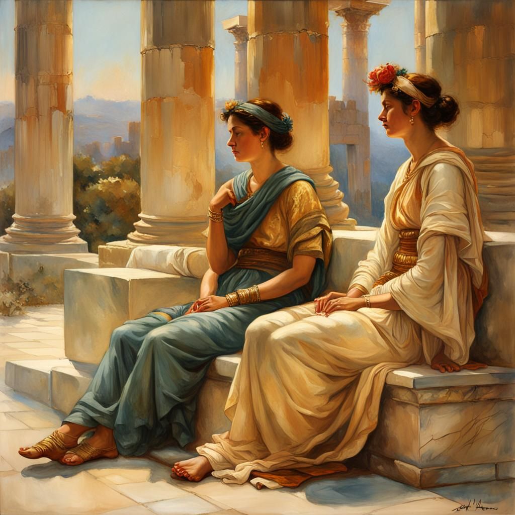 Ancient Greek Aristocrats in Serene Conversation