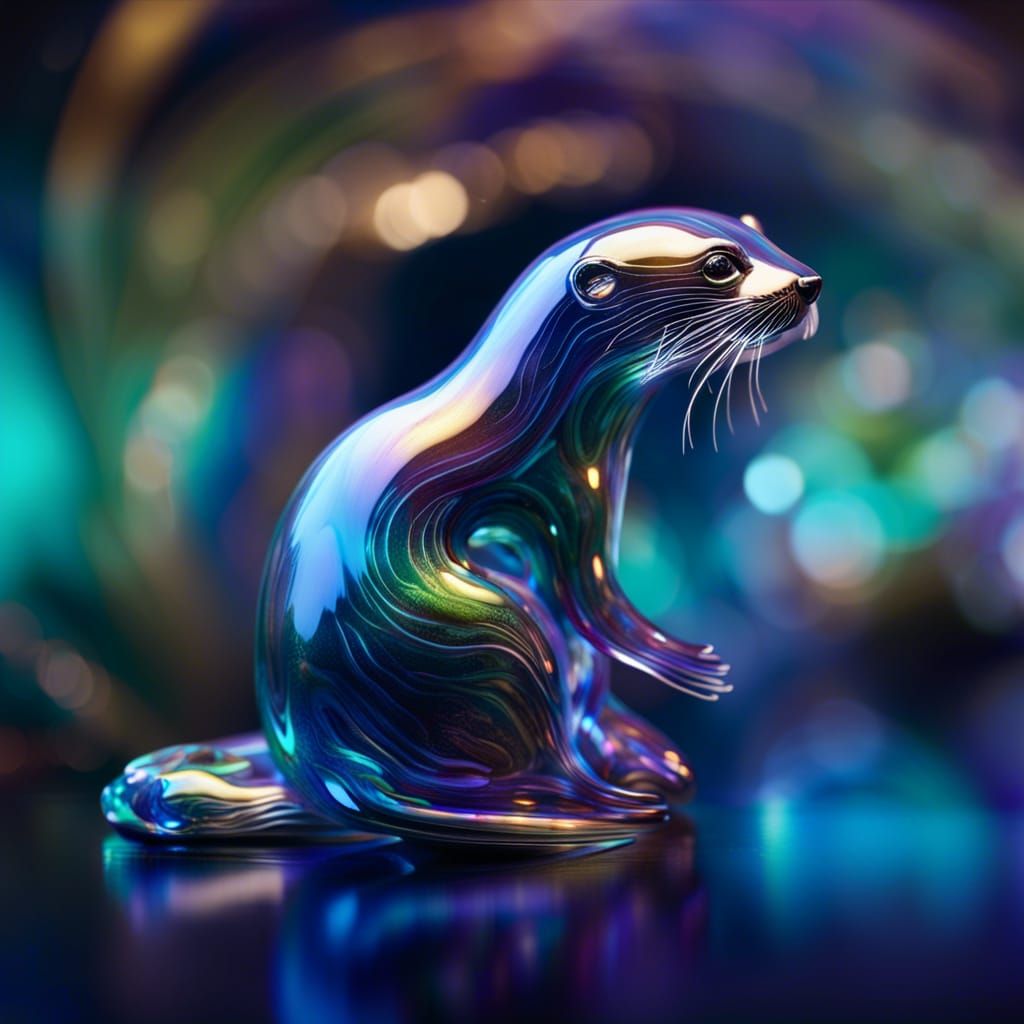Glass Otter in Iridescent Hues