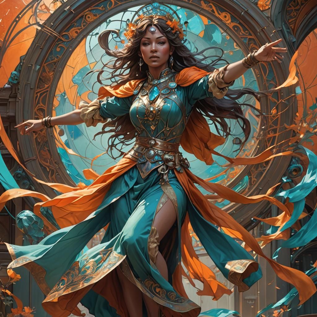 Vibrant Lady Grimlin Concept Art in Triadic Colors