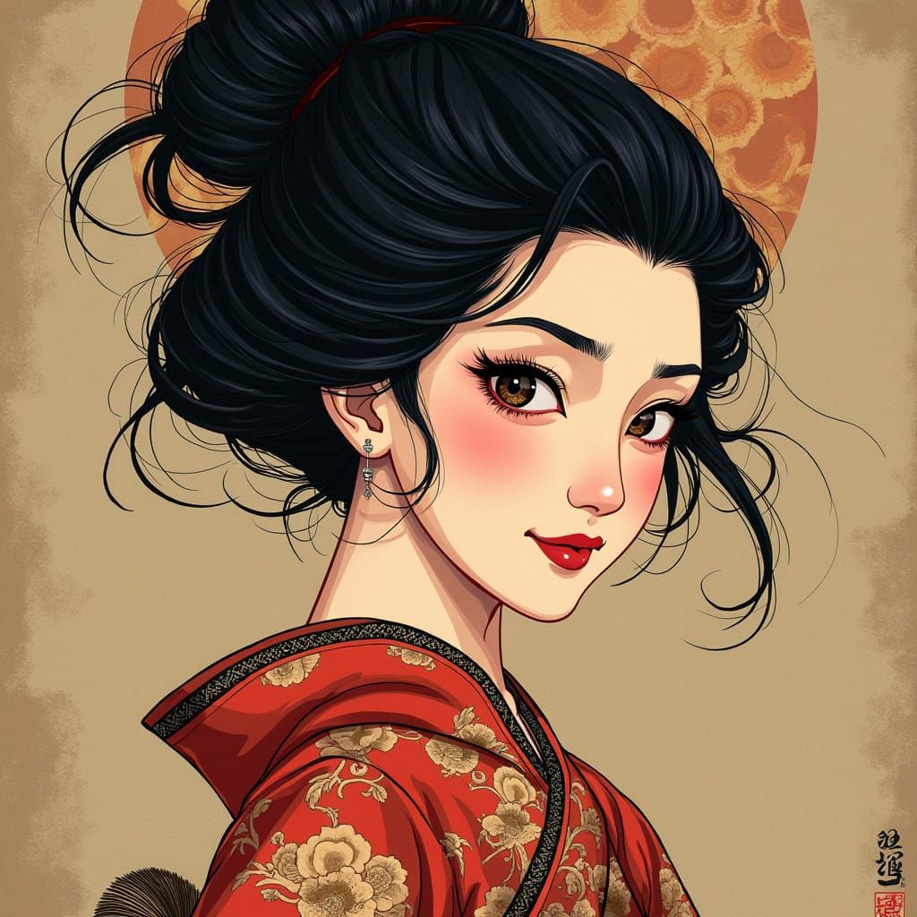 Dramatic Lin Daiyu in Vibrant Anime Style