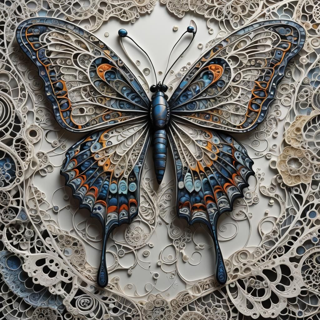 Biopunk Butterfly in Reticulated Biomorphic Style