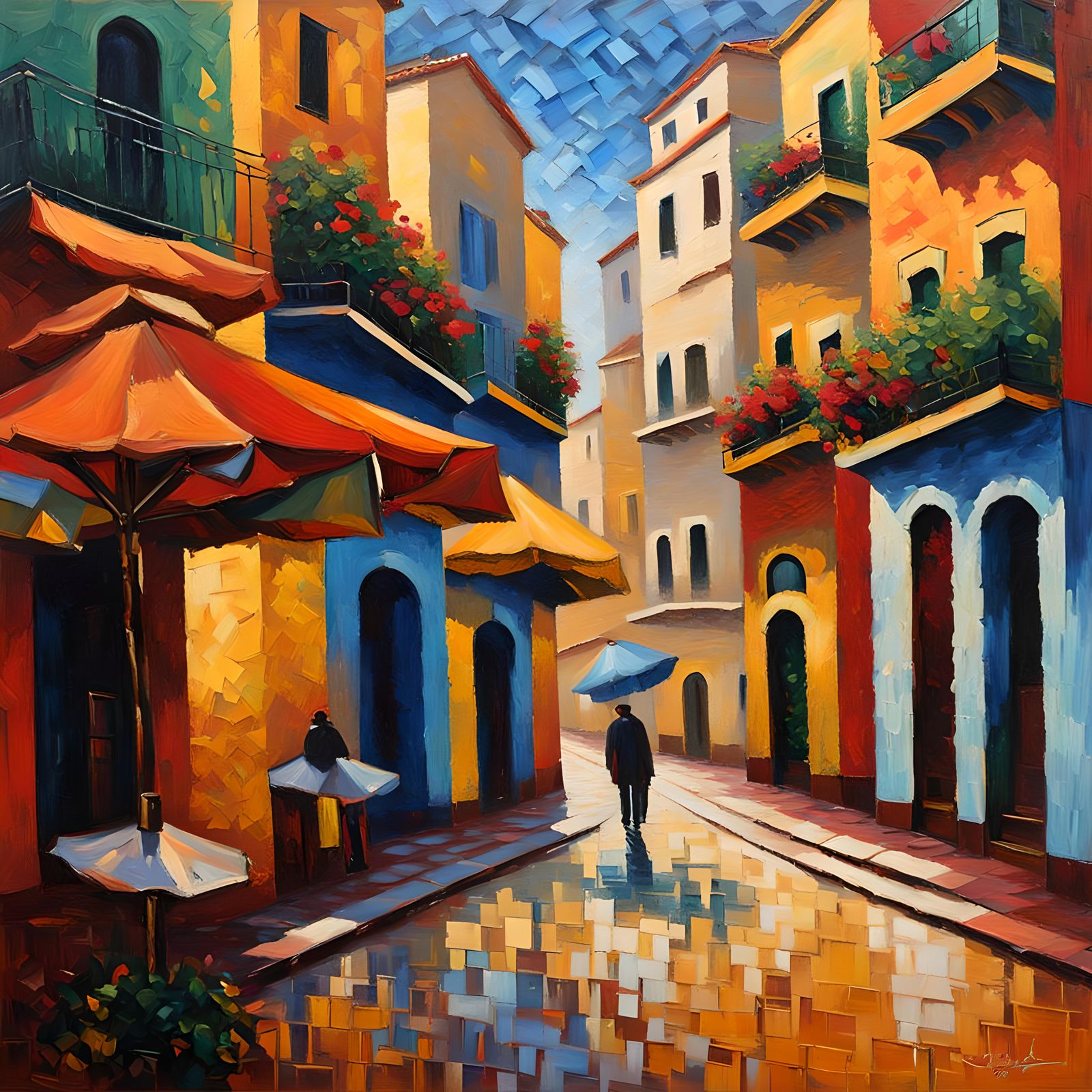 Casablanca in Neo-Impressionist Style Oil Painting