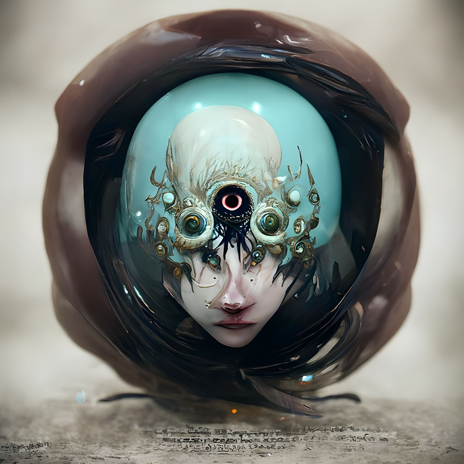 Eldritch Humanoid Eyeball in a Dark, Beautiful, and Sinister...