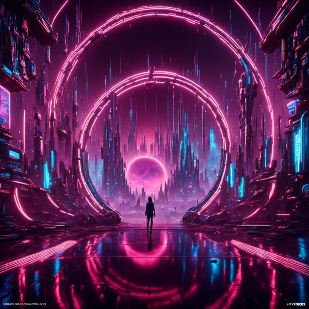 Cyberpunk Masterpiece: Shattered Gate to a Warped Cosmos