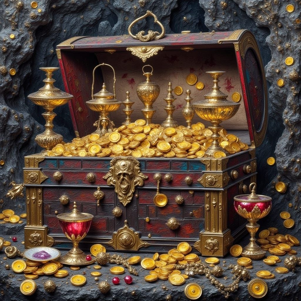 Pirate's Treasure Chest in Abstract Style