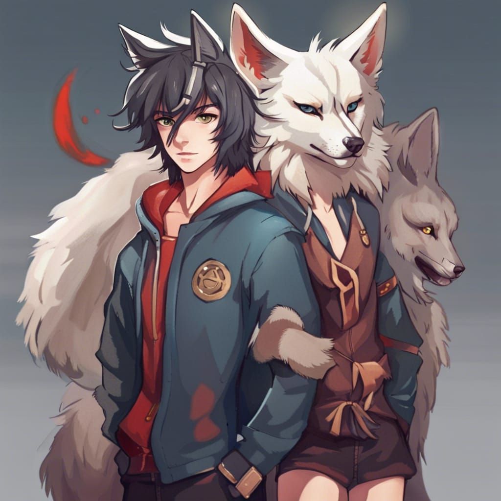 Fantastical Feline and Canine Pair in Whimsical Art