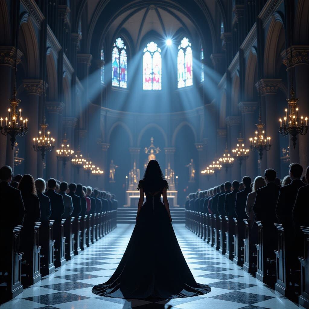 Dark Woman Sanctified in Grand Cathedral
