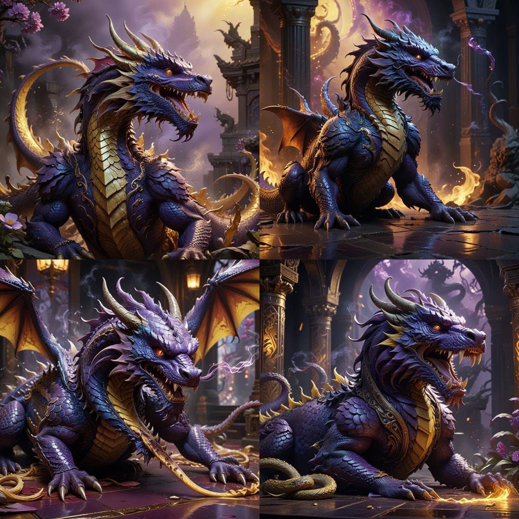 Japanese Dragon Confronts Fearsome Rat in Dark Fantasy Art